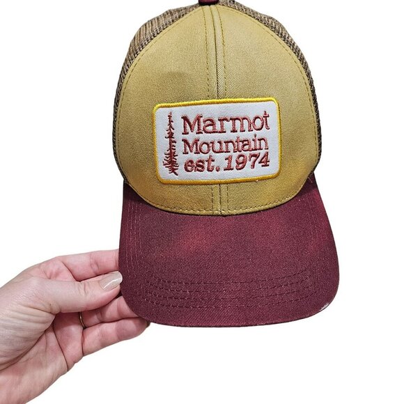 Marmot Mountain Trucker Hat Mesh Adjustable Snapback Cap Faded‎ Hat Outdoor - Picture 1 of 8